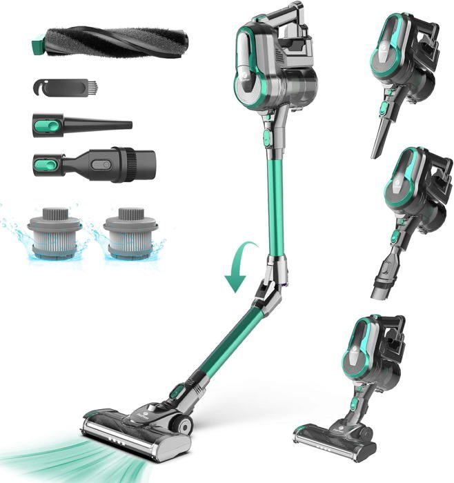 Aspirateur Piscine Sans Fil LanBlu - Perche Rétractable, 90 Min Autonomie, 3 Têtes