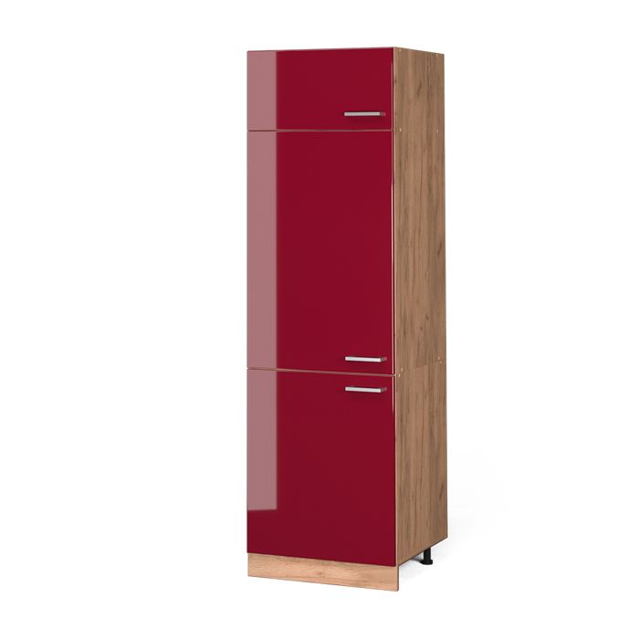 Armoire pour frigo R-Line 60cm Rouge brillant/Chêne de force doré Vicco 37148