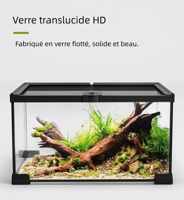 Meilleurs prix pour Aquarium Terrarium Transparent en Verre-Bac d’Élevage pour Poissons-Tortues-Lézards-Reptiles-30*20*30