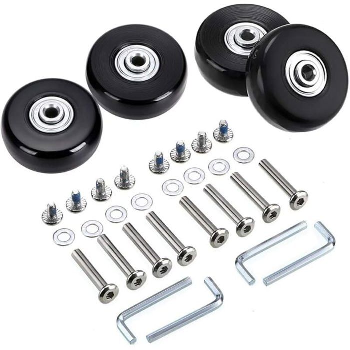 Roues de Rechange - RNEMITERY - 45x18mm - Caoutchouc Métal - Kit Réparation Complet - Noir