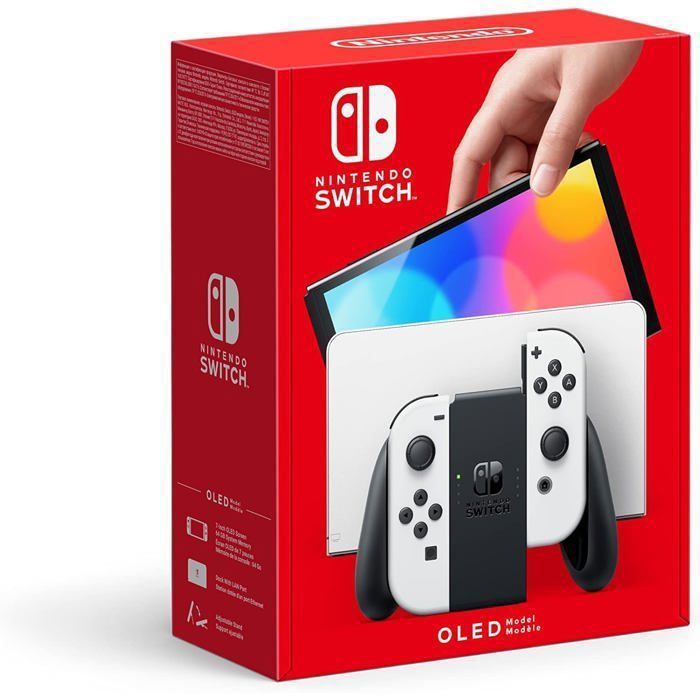 Console de salon - Nintendo - Switch OLED - 64 Go - Écran OLED 7 pouces - Couleur Blanc