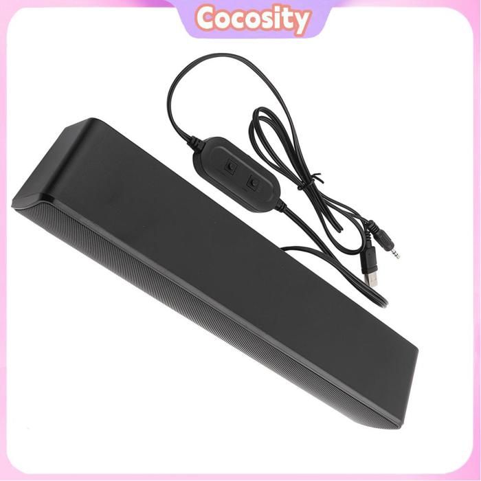 Cocosity Barre de son filaire USB Barre de son stéréo filaire USB Lecteur de musique Boîte de son surround basse video Blanc Noir