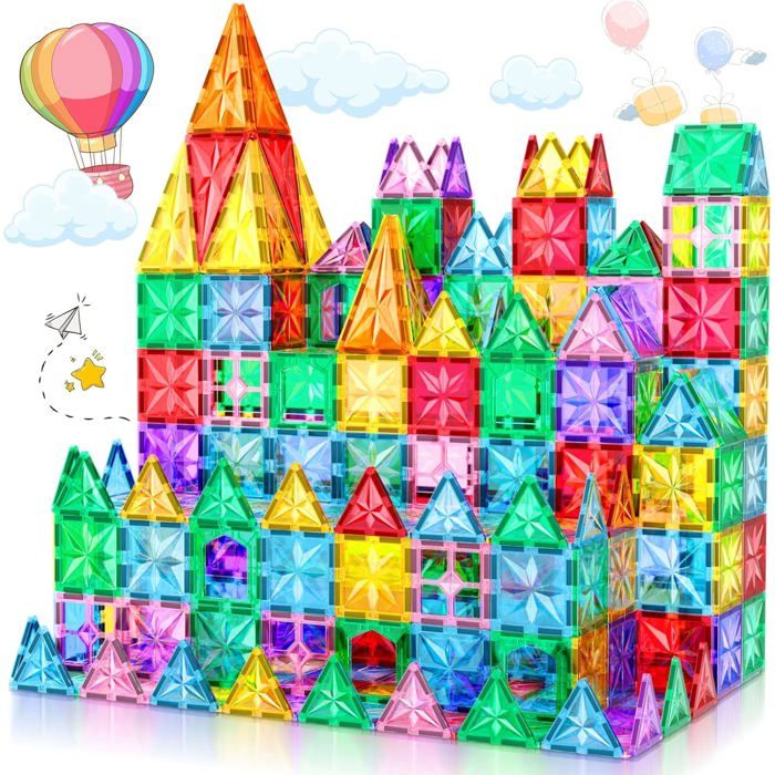 Blocs De Construction Magnétiques 100 Pièces - Jeu Créatif Montessori Pour Enfants 3-12 Ans, éducatif STEM, Aimants Puissants 360°