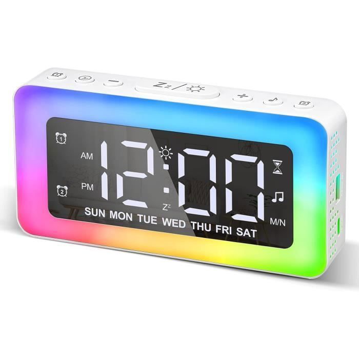 Meilleurs prix pour Rveil numrique Rveil couleurDouble alarme avec jours de la semaineweek-endPort de charge USBSnoozeExtra fort Label