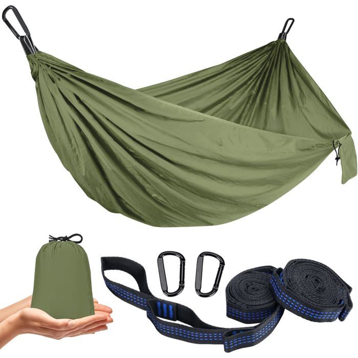 Hamac Ultra-léger ENO Sub6 Lichen Vert - 1 Personne - Respirable 270x120 Cm