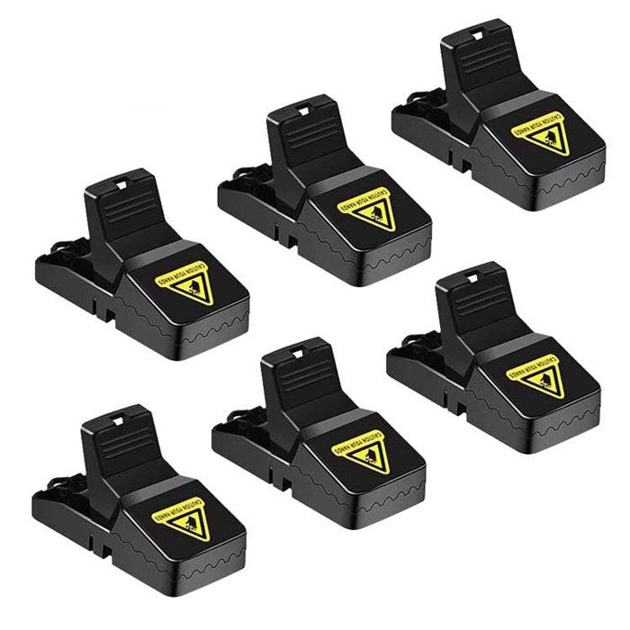 Lot de 6 pièges à souris polycarbonate/ABS réutilisables 10 8x5x6 5 cm noirs