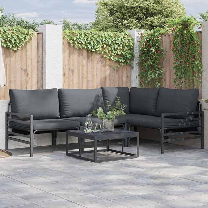 vidaXL Ensemble de canapé de jardin 4 pcs Acier - vue 2