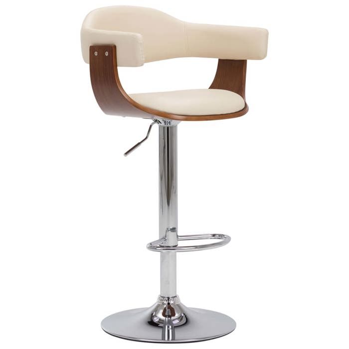 SOLDES dAutomneLot de 2 Tabourets de bar pour séjour Cuisine - TOP VENTE - Chaise haute crème bois courbé et similicuir -HOMEFR52