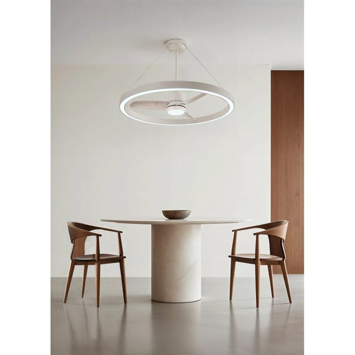 WIND HALO S - Ventilateur de plafond 36W silencieux Ø108cm avec anneau lumineux LED avec eclaraige sans wifi