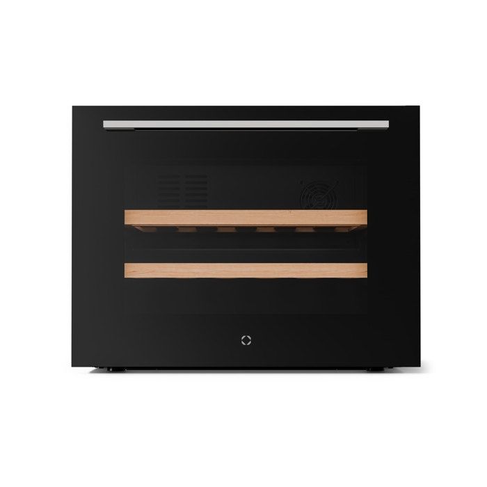 Klarstein Illuminosa Cave à Vin Encastrable 19 Bouteilles 1 Zone 5-20°C LED Porte UV Silencieuse Clayettes Bois Contrôle Tactile - Klarstein