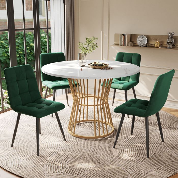 Ensemble de table à manger (5 pièces) ensemble de table à manger avec 4 chaises ensemble de table de cuisine 100 cm de diamètre
