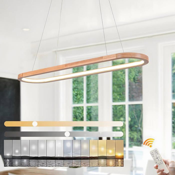 Lustre LED - WAYLUOUNG - WayLuoung - 70 cm - Bois naturel - Dimmable 3000-6000K