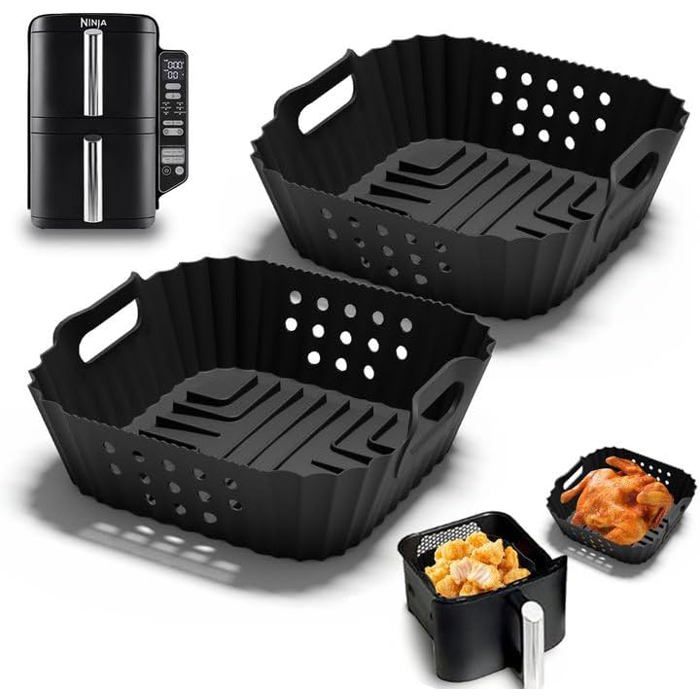 2 Paquet Moule Air Fryer pour Ninja Double Stack Air Fryer SL300EU Silicone Accessoires Air Fryer pour Ninja Double Stack XL