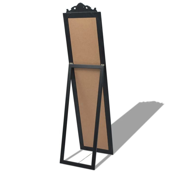Miroir sur pied baroque - WIENS - 160x40 cm - Noir - Bois et verre - Style ancien - Cadre ornementé