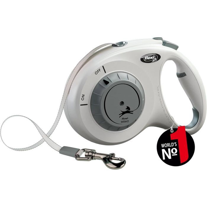 Laisse Rétractable - FLEXI - Select M - 0-7 m - Gris - Pour Chiens jusquà 25 kg Laisse Rétractable - FLEXI - Select M - 0-7 m - Gris - Pour Chiens jusquà 25 kg