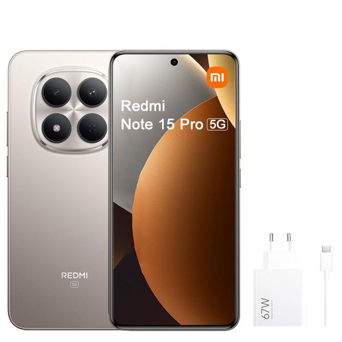 REDMI Note 15 Pro 5G 8 GO + 256 GO Corning® Gorilla® Glass Victus® 2 Gris Titane+Xiaomi 67W HyperCharge Combo