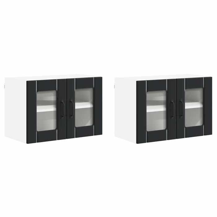 En solde Cabinet de cuisine 2 pcs UU buffet cuisine moderne Noir 60x31x40 cm Bois dingénierie A148