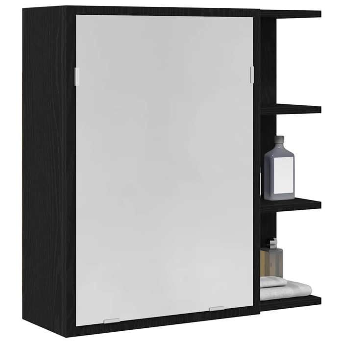(Vente chaude)Armoire Miroir de Salle de BainCLARENCE60 kg capacitéPlacard Mural Chêne noir 625x205x64 cm - M426001