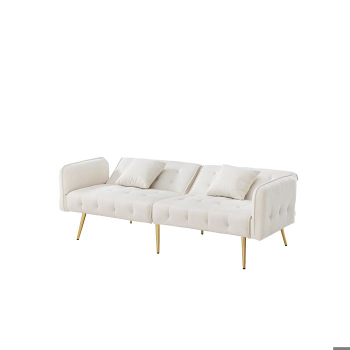 Canapé 2-in-1 multifonctionnel convertible Velour Blanc Ancien 178x82x70 cm