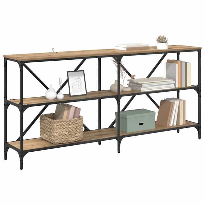 (SOLDES Janvier）Table dEntrée Bout de Canapé Marron Meuble console avec étagère Chêne artisanal 180 x 30 x 75 cm 03_97384647