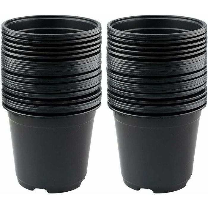 Lot de 50 Pots de Fleurs en Plastique Noir de 15 cm pour Plantes succulentes légumes et boutures zhuoxuan