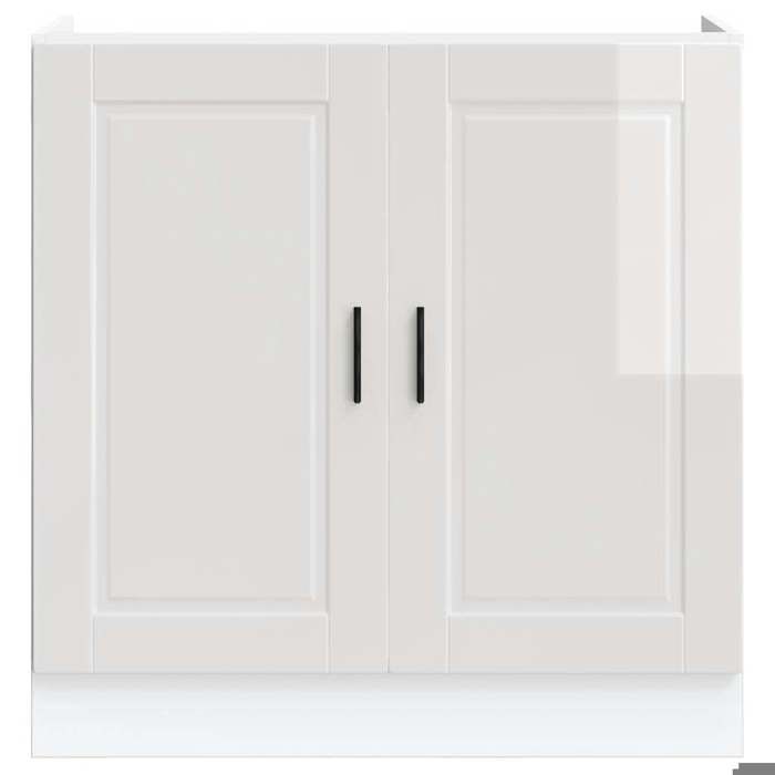 1 PC Buffet Cuisine vaisselier Moderne Meuble bas pour évier Porto Blanc brillant 80x46x81 5 cm@50930029090