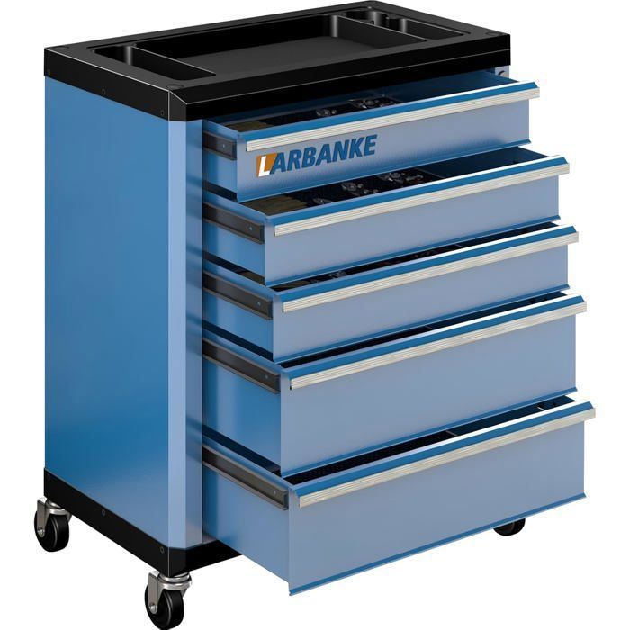 Coffre à outils LARBANKE 5 tiroirs servante roulante verrouillable plateau étanche pour garage