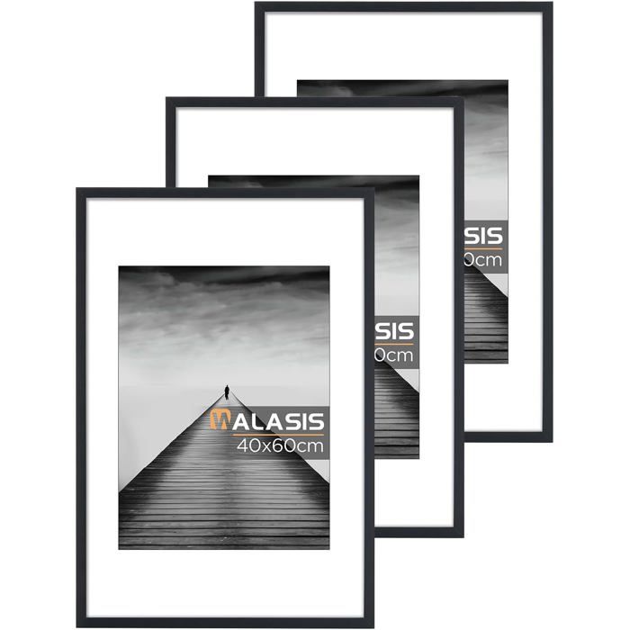 Lot De 3 Cadre 40X60 Noir: Cadres Photo 60X40 Bois Pour Affiches Puzzle
