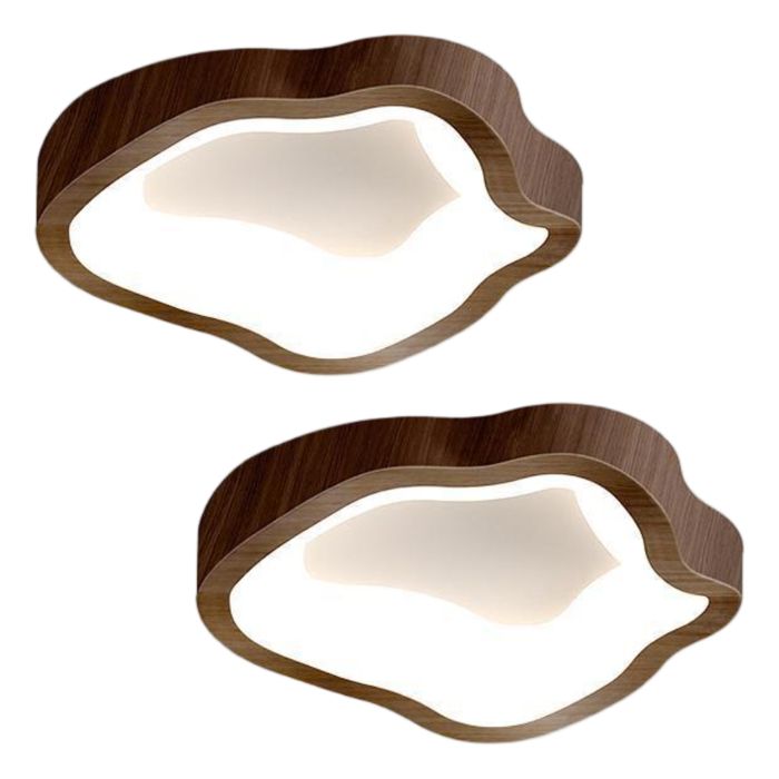 Plafonnier LED - SMOTOP Ø23 cm Noyer - Lot de 2 - 14W Blanc froid - Style scandinave rétro
