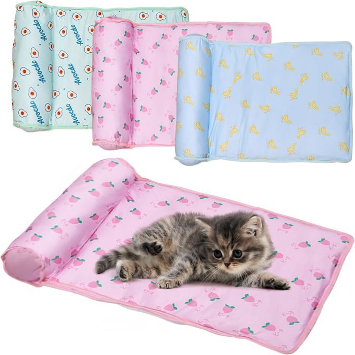 Lit rafraîchissant pour chiens et chats - Coussin rafraîchissant en soie glacée lavable et respirant-Tapis rafraîchissant(C80x60cm)