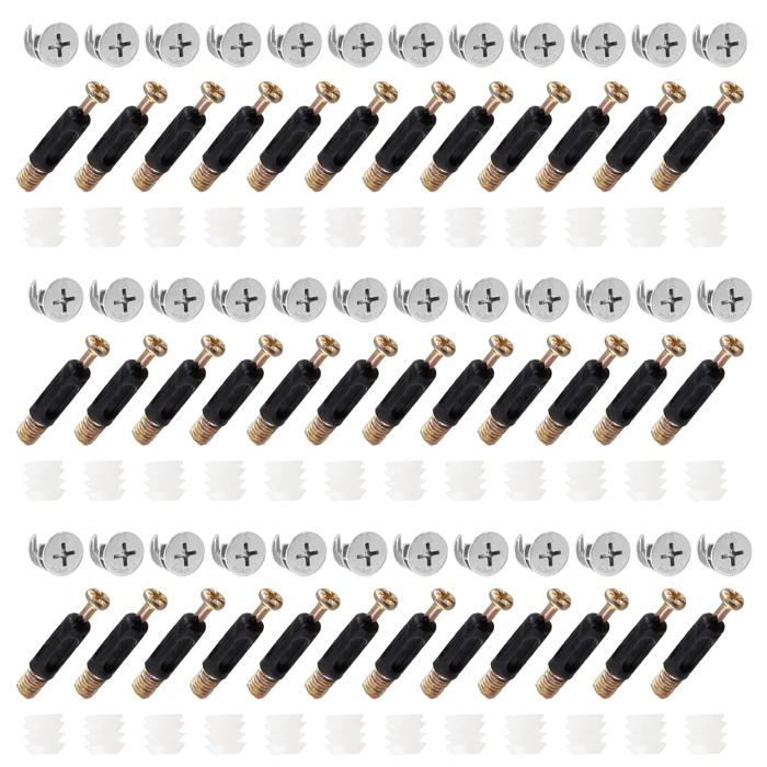 Kit de Fixation Meuble 3-en-1 50 Sets M6 x 40 mm Écrous à Came et Goujons pour Armoire et Placard