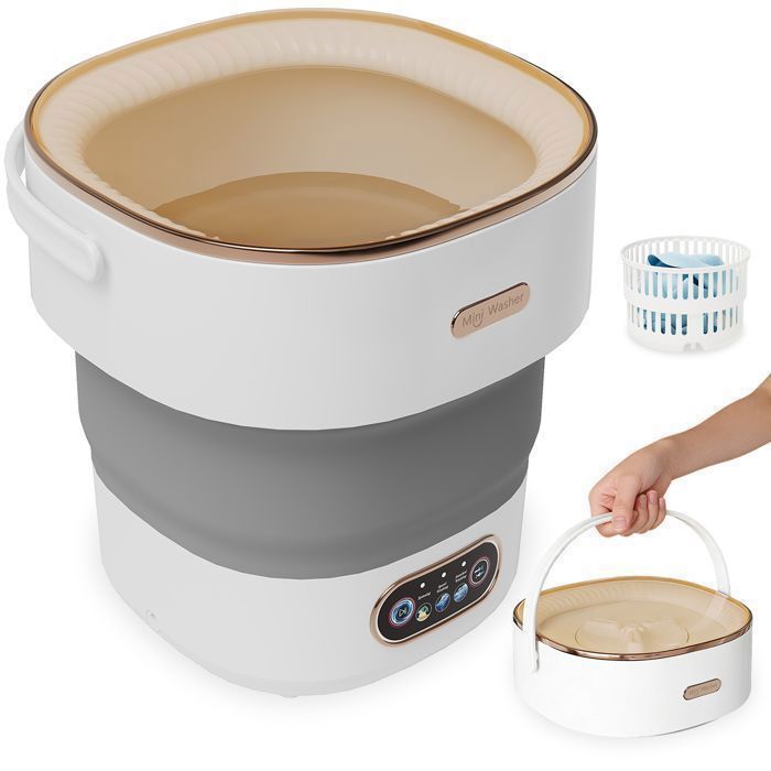 GARVEE Mini lave-linge portable 13L avec essorage -vêtements voyage camping appartement - Compact- Coloris Gris Blanc