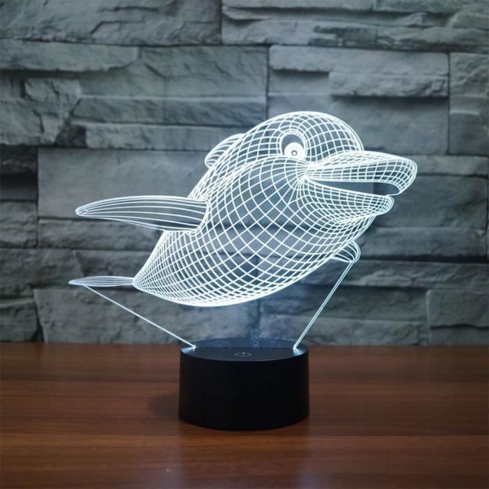 Illusion 3d - Aueq - dauphin led lampe art déco lampe lumières led décoration maison enfants meilleur cadeau lumière touch control