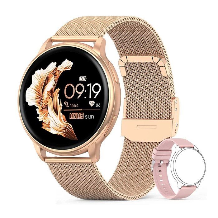 Montre intelligente appel Bluetooth suivi fitness cadran personnalisable pour Android iOS Or rose Montre intelligente appel Bluetooth suivi fitness cadran personnalisable pour Android iOS Or rose