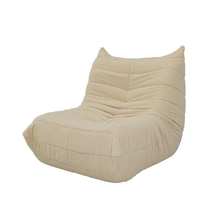 Fauteuil relax moelleux 105x88x80cm velours beige sans armature salon chambre