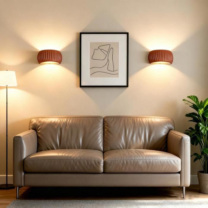 Diday Lot de 2 Lampe Murale Moderne 10W Applique Murale Intérieur LED Abat-jour en Résine Design Demi - cercle Lumière Chaud Orange