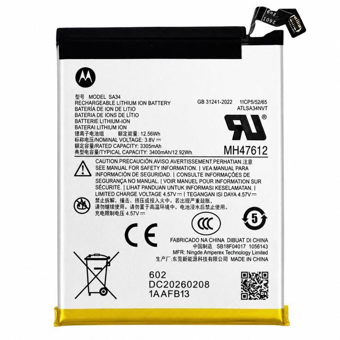 Motorola Batterie pour Motorola Razr 70 Plus Modèle SA34 3400mAh Service Pack