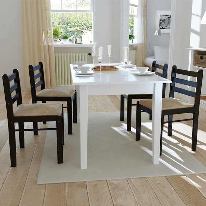 SALE 2026 Chaise de cuisine Brun - Chaises à manger lot de 4 marron hévéa solide et velours 4538872072440