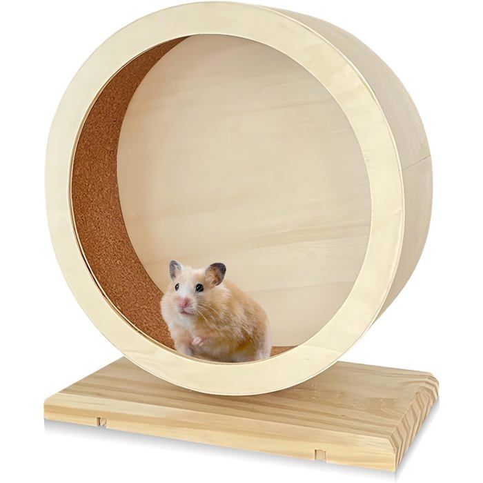 Roue de hamster en bois silencieuse pour petits animaux de compagnie mouvement et repos 15*17*8 cm