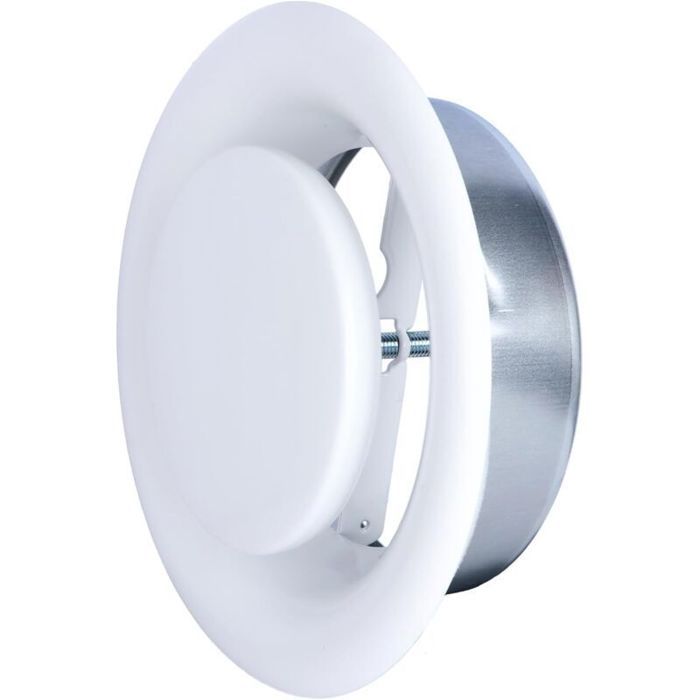 Bouche dExtraction VMC Réglable Ronde 125 mm - Acier Blanc