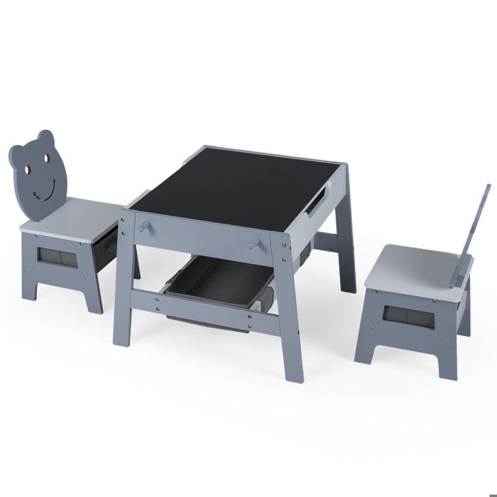 5-en-1 table enfant et 2 chaises bureau réversible tableau noir/tableau blanc activités créatives dès 3 ans