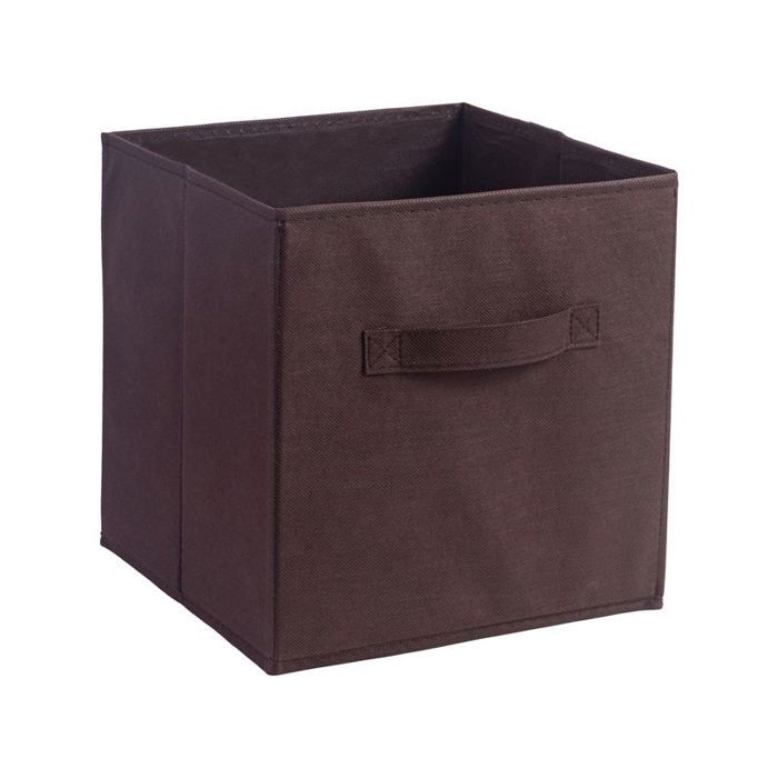 Cube de rangement pliable en tissu brun 33 x 33 x 33 cm sans couvercle