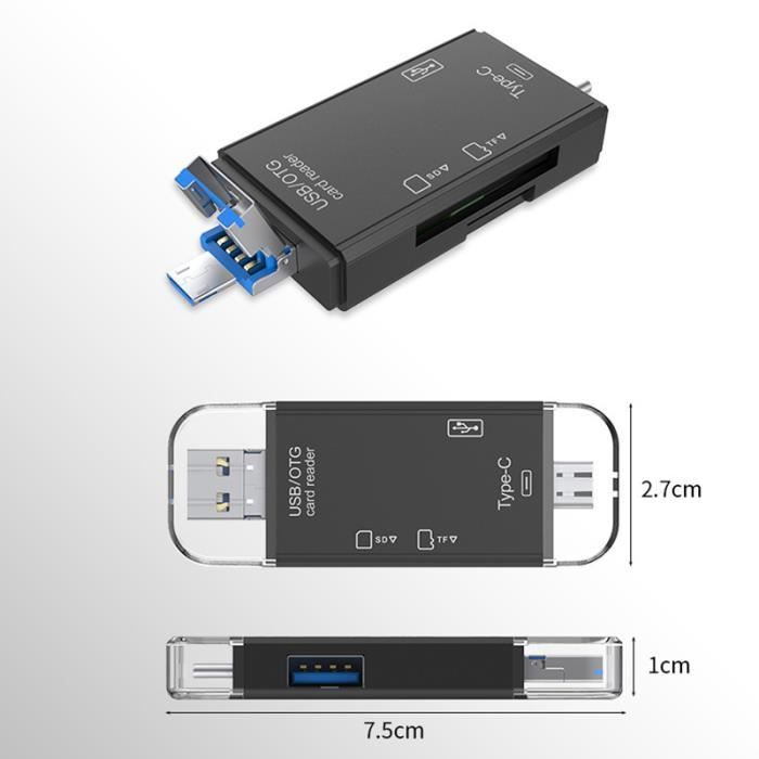 Lecteur USB 2.0 All in one multi carte mémoire : Micro Mini SD / SDHC TF M2  MMC MS Duo Compact flash XD - Noir - Cdiscount Informatique