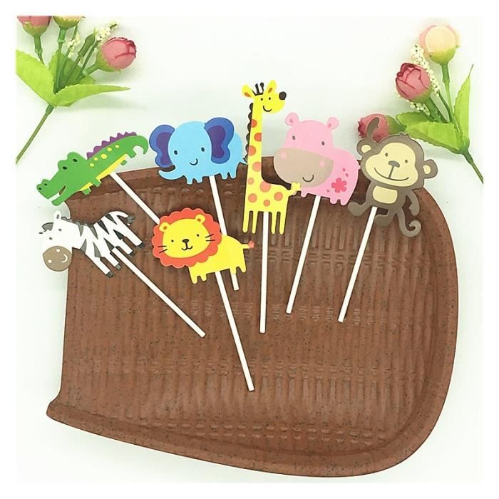 28pcs Animaux Gateau En Forme De Petit Gateau Toppers Gateau Mediator Party Birthday Cake Bricolage Decor Cdiscount Maison