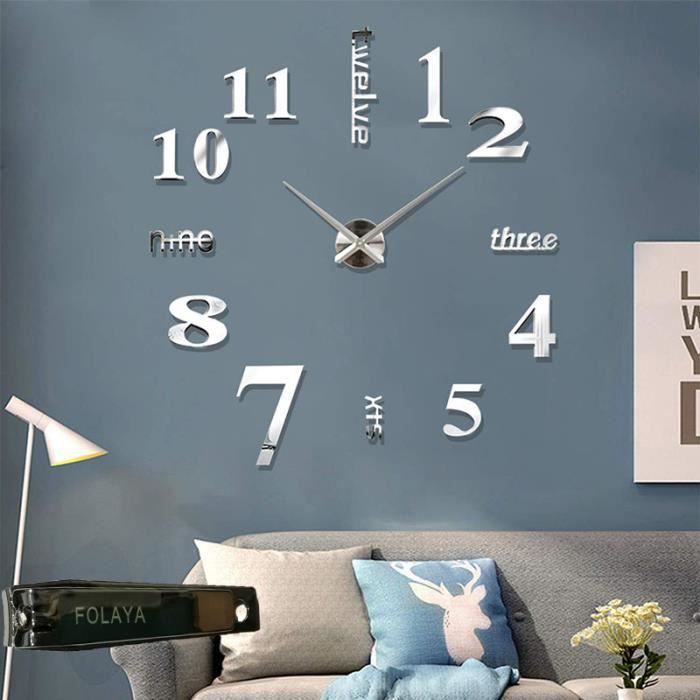 3D DIY Pendule Murale Moderne Acrylic Material Horloge de Salon D/écoration