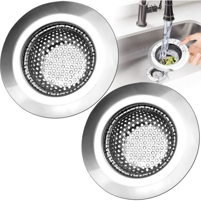 2 Filtres Pour évier Cuisine En Inox - Tamis Lavabo 6,5x4 Cm - Anti-bouchons Cheveux Et Résidus - Pour Salle De Bain Et Cuisine