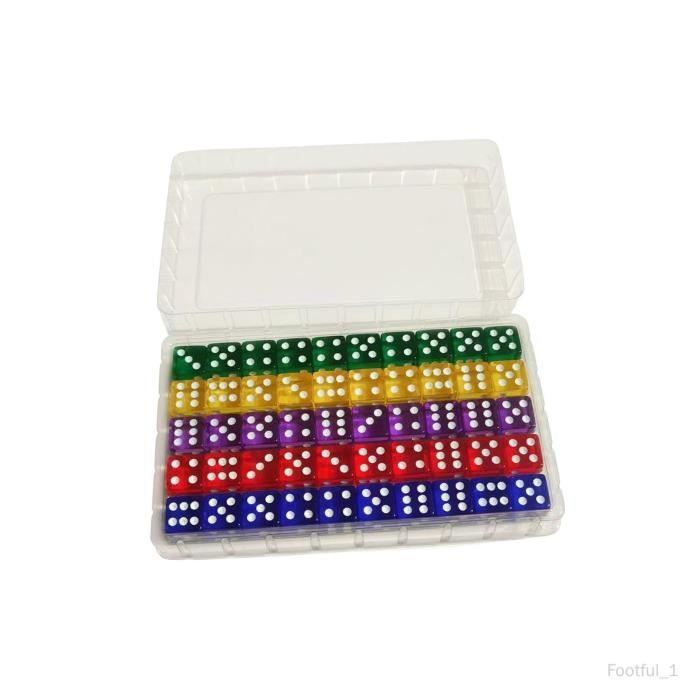 Dés Transparents Multicolores Lot De 50 Dés à 6 Faces En Acrylique Transparent De 16 Mm Accessoire Jeux De Société Dés Transparents Multicolores Lot De 50 Dés à 6 Faces En Acrylique Transparent De 16 Mm Accessoire Jeux De Société