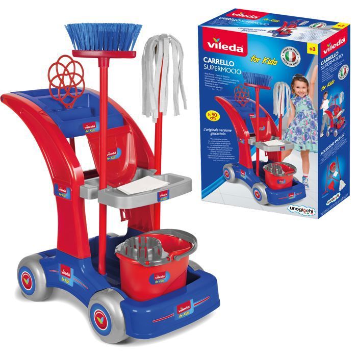 Vileda Chariot ménage maxi 7 pièces Chariot Grand Modèle avec accessoires Dès 3 ans VLE00