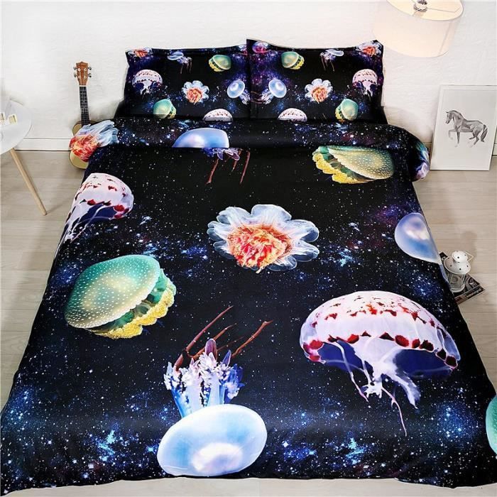 Ensemble De Literie BTS 3 Pièces - Housse De Couette 135x200 Cm + 2 Taies 80x80 Cm, Polyester-coton