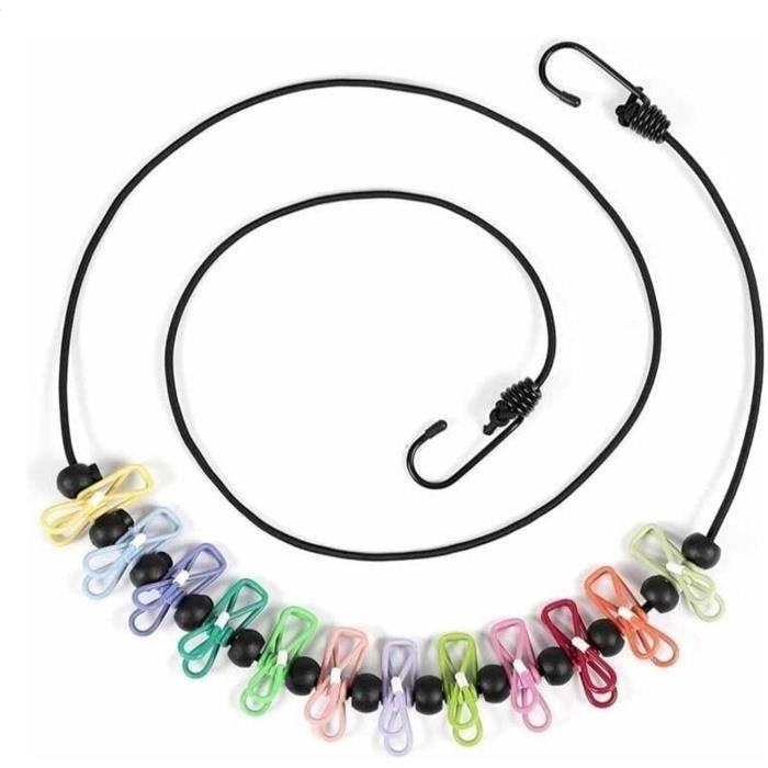 Corde à Linge Rétractable AUTDOOR 8m - Manivelle Dépliable - 20 Pinces Acier - Sac Rangement - Camping Car Balcon